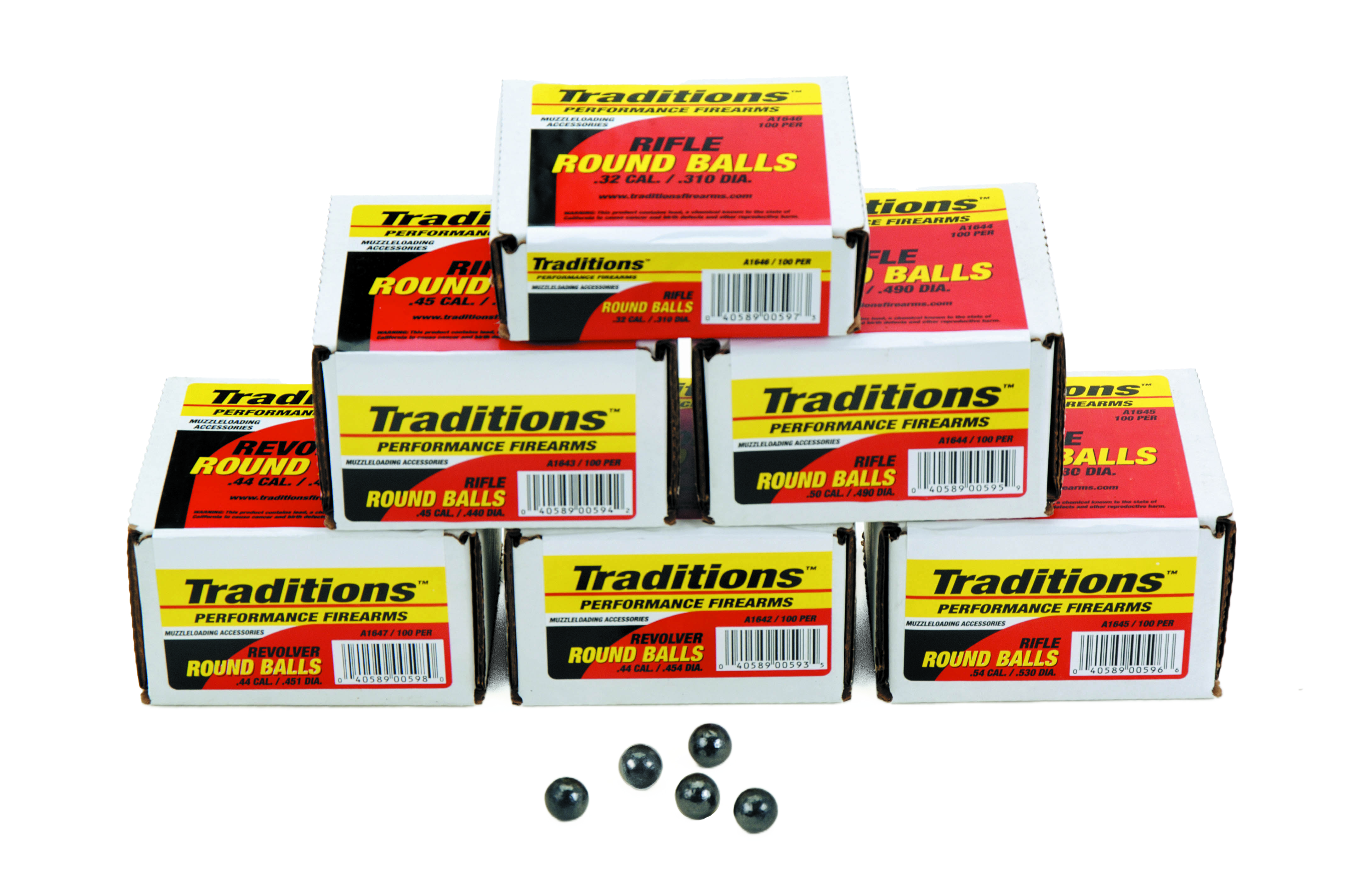 TRAD 44CAL ROUND BALL 100/PK 140GR REVOLVER - Black Powder Accessories